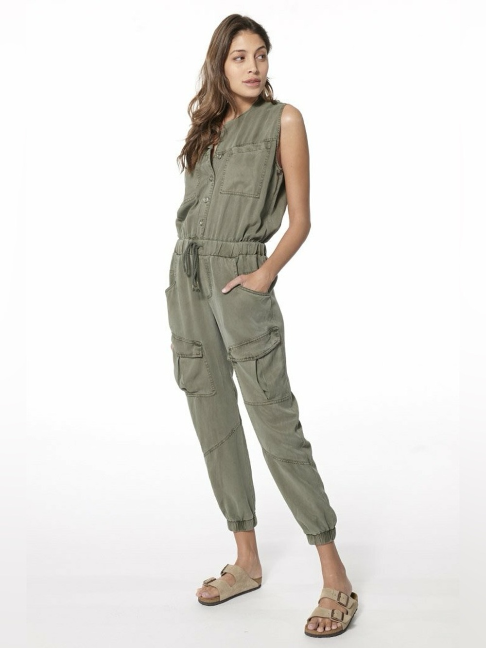 Young Fabulous & Broke Grayson Olive Green Cargo Jumpsuit